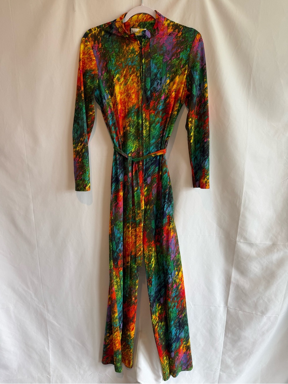 Semon Frelich Retro Multi-Color Tie-Dye Long Sleeve Jumpsuit Small - Picture 3 of 13